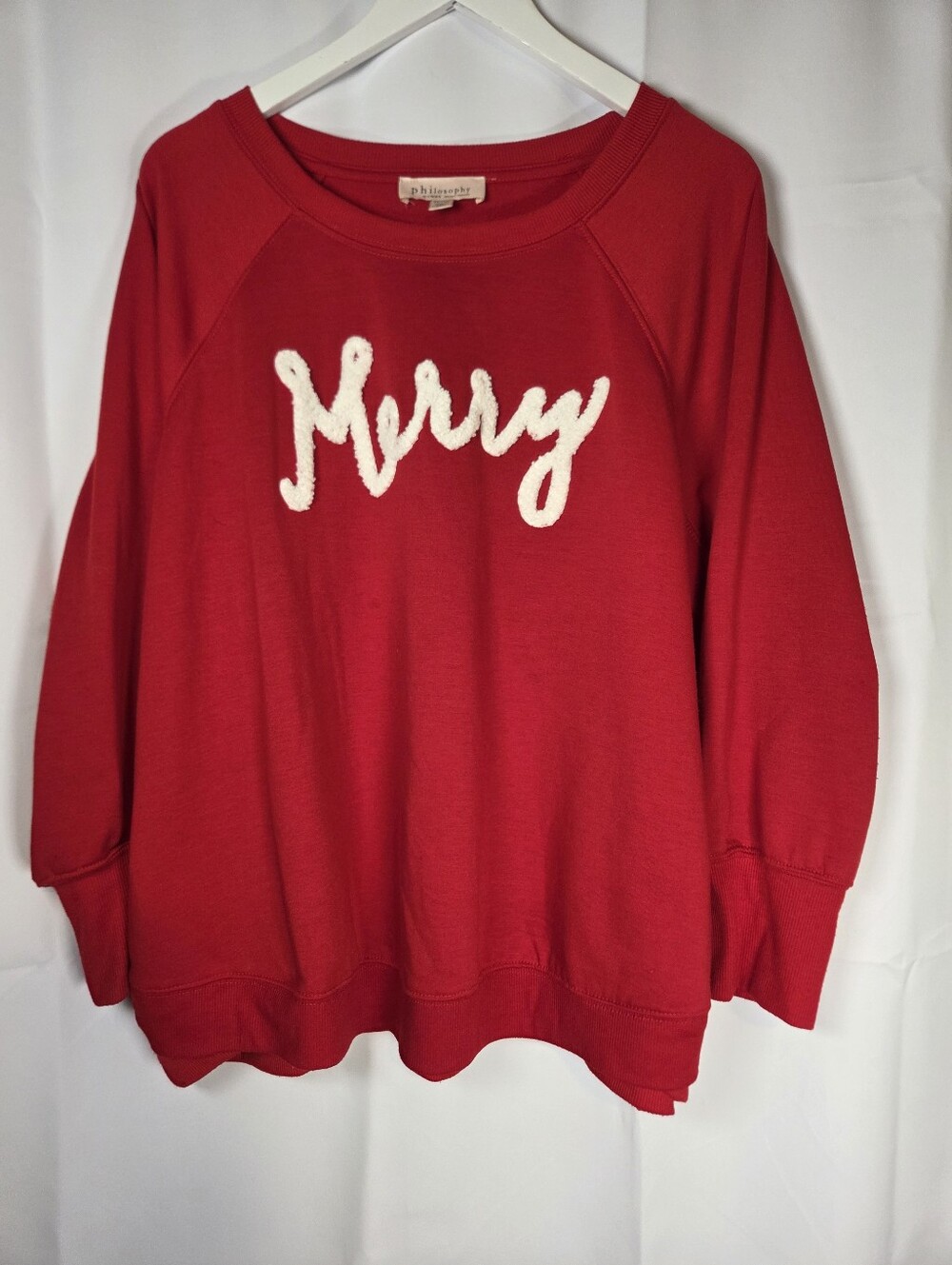Philosophy Sweatshirt Red Merry Women's 2x Holiday Christmas
